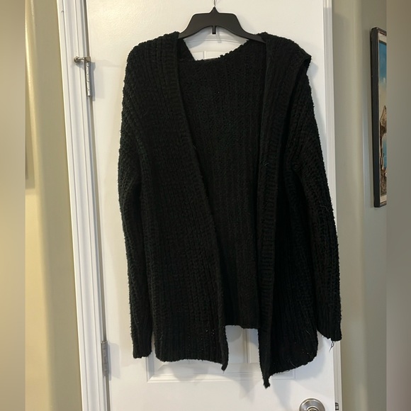 Black cardigan, hooded, one size - Picture 2 of 2